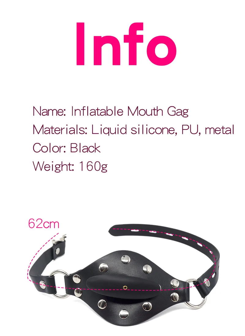Flexible Size Silicone Mouth Gag BDSM Ball Accessory Plug Inflatable with Detachable Pump for Erotic Restraint Sex Game Play Toy