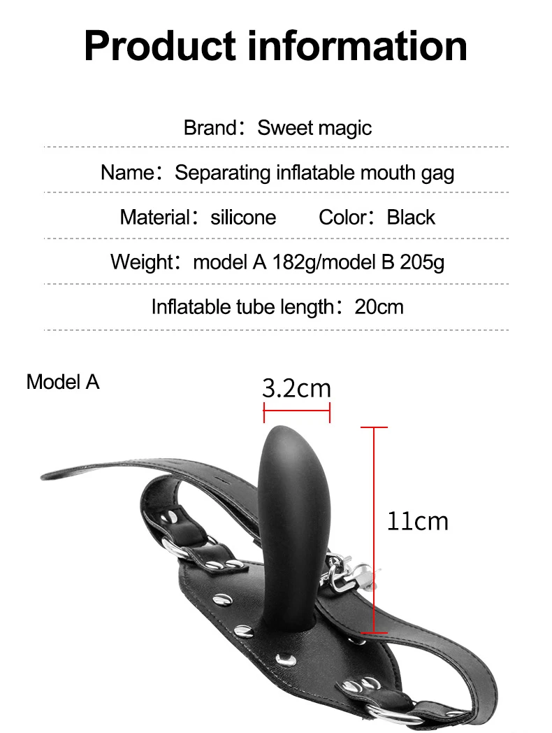 Flexible Size Silicone Mouth Gag BDSM Ball Accessory Plug Inflatable with Detachable Pump for Erotic Restraint Sex Game Play Toy