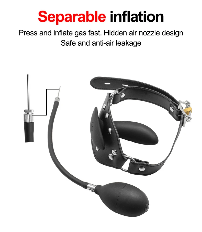 Flexible Size Silicone Mouth Gag BDSM Ball Accessory Plug Inflatable with Detachable Pump for Erotic Restraint Sex Game Play Toy