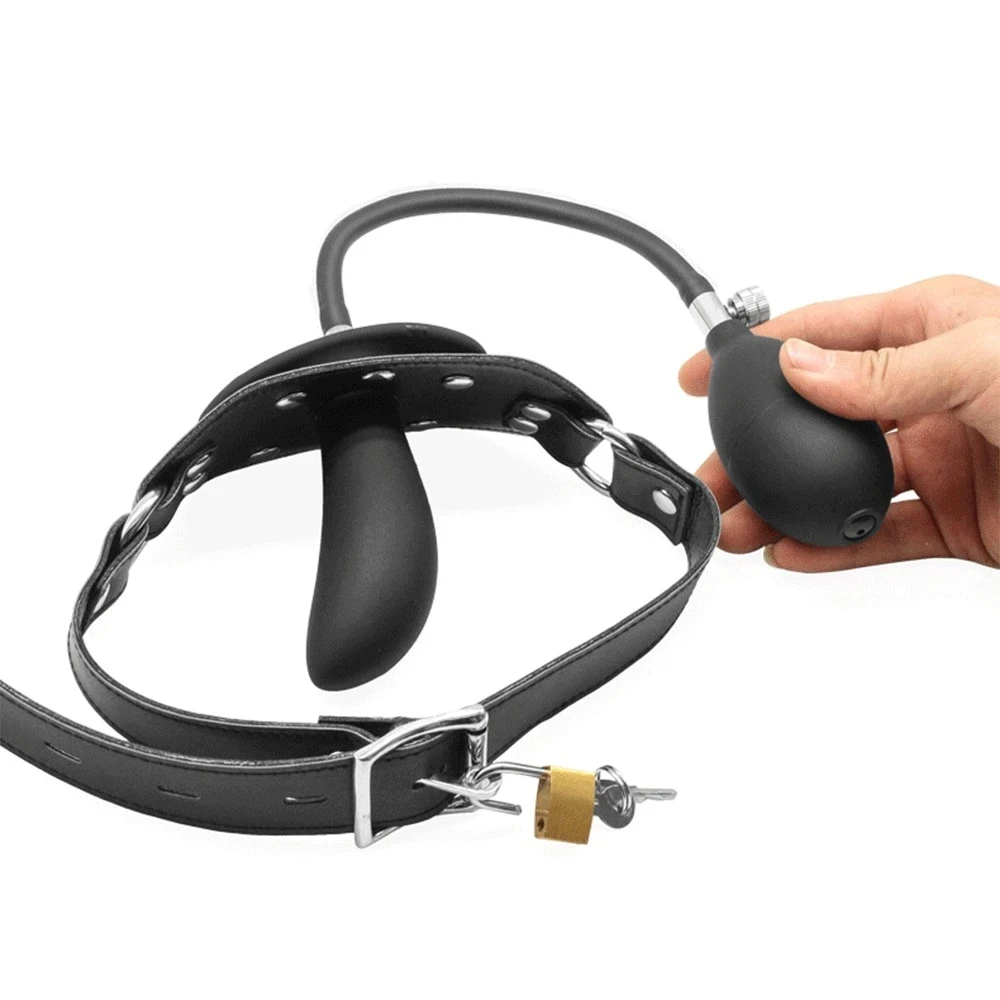 Flexible Size Silicone Mouth Gag BDSM Ball Accessory Plug Inflatable with Detachable Pump for Erotic Restraint Sex Game Play Toy