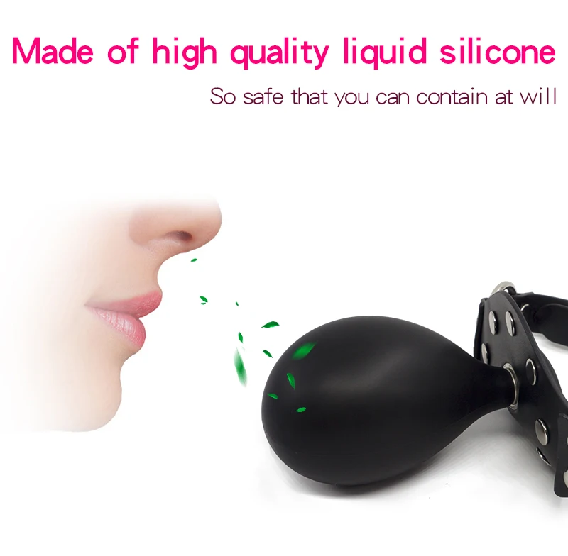 Flexible Size Silicone Mouth Gag BDSM Ball Accessory Plug Inflatable with Detachable Pump for Erotic Restraint Sex Game Play Toy