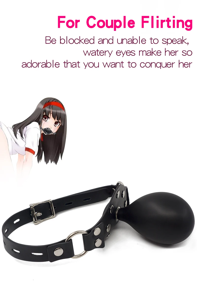 Flexible Size Silicone Mouth Gag BDSM Ball Accessory Plug Inflatable with Detachable Pump for Erotic Restraint Sex Game Play Toy