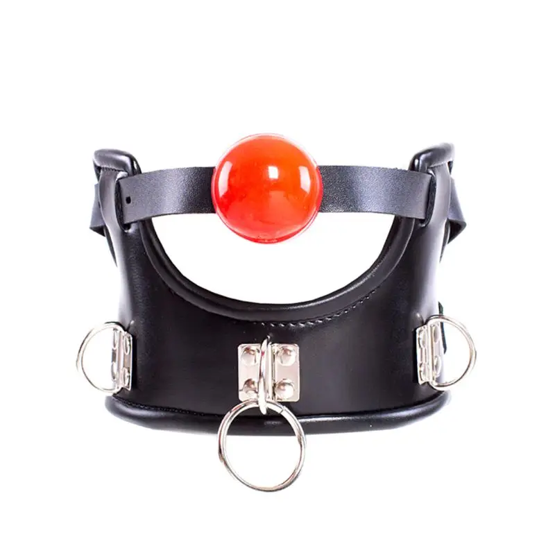 Leather Ball Open Mouth Gag with Full Head Harness Belt Roleplay Face Muzzle Gag Adult Sex Toys For Couple Leather Ball Open Mouth Gag with Full Head Harness Belt Roleplay Face Muzzle Gag Adult Sex Toys For Couple