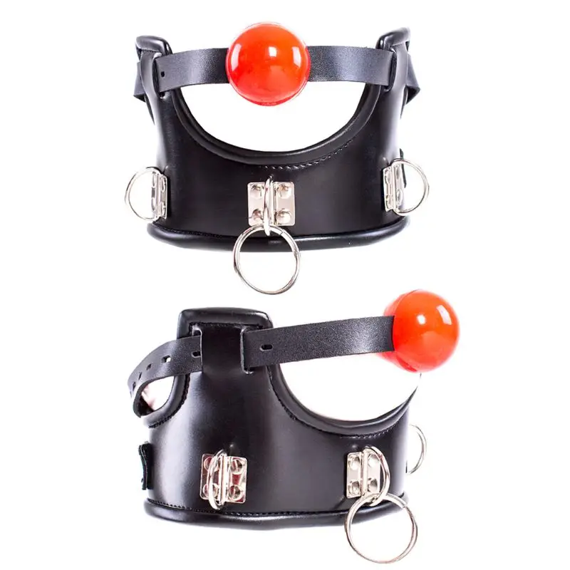 Leather Ball Open Mouth Gag with Full Head Harness Belt Roleplay Face Muzzle Gag Adult Sex Toys For Couple Leather Ball Open Mouth Gag with Full Head Harness Belt Roleplay Face Muzzle Gag Adult Sex Toys For Couple