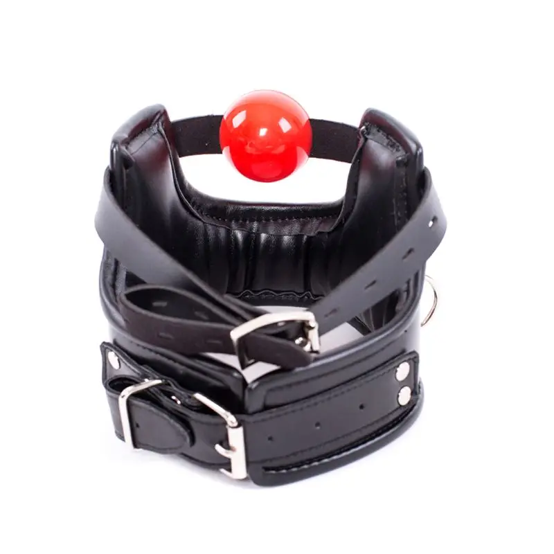Leather Ball Open Mouth Gag with Full Head Harness Belt Roleplay Face Muzzle Gag Adult Sex Toys For Couple Leather Ball Open Mouth Gag with Full Head Harness Belt Roleplay Face Muzzle Gag Adult Sex Toys For Couple