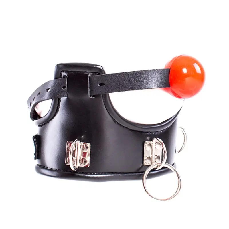 Leather Ball Open Mouth Gag with Full Head Harness Belt Roleplay Face Muzzle Gag Adult Sex Toys For Couple Leather Ball Open Mouth Gag with Full Head Harness Belt Roleplay Face Muzzle Gag Adult Sex Toys For Couple
