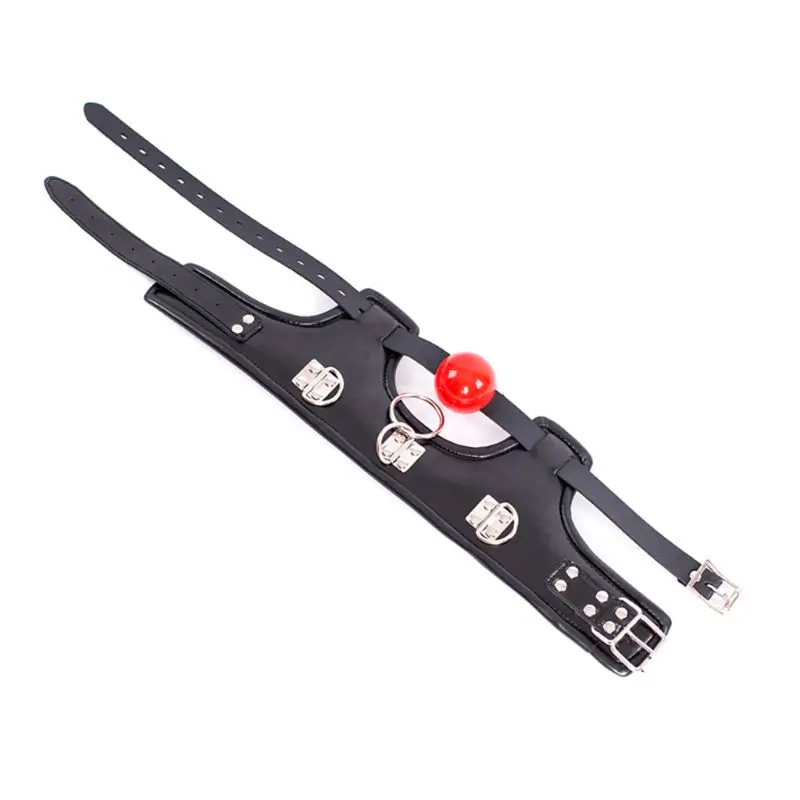 Leather Ball Open Mouth Gag with Full Head Harness Belt Roleplay Face Muzzle Gag Adult Sex Toys For Couple Leather Ball Open Mouth Gag with Full Head Harness Belt Roleplay Face Muzzle Gag Adult Sex Toys For Couple