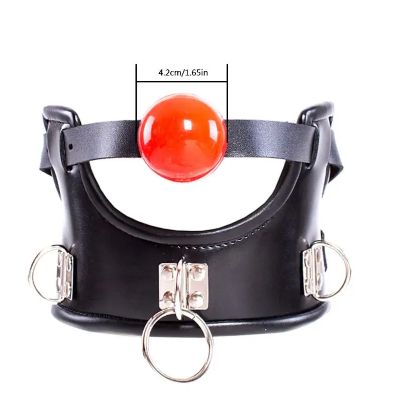 Leather Ball Open Mouth Gag with Full Head Harness Belt Roleplay Face Muzzle Gag Adult Sex Toys For Couple Leather Ball Open Mouth Gag with Full Head Harness Belt Roleplay Face Muzzle Gag Adult Sex Toys For Couple