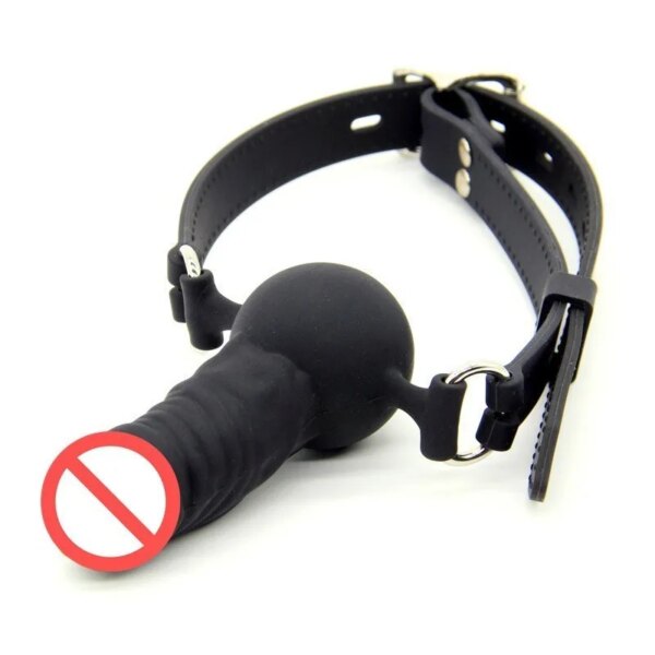 Silicone Mouth Gag Oral Sex Bondage Mouth Ball Plug Dildo Gag Adult Restraint BDSM Sex Toys