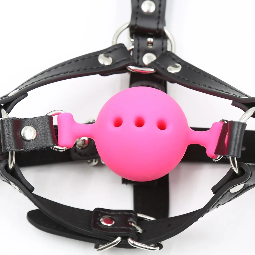 Thierry Head Harness with Nose Hook Ball Gag,Fetish SM Restraint Silicone Open Mouth Gag Adult Games Products Sex Toys Sex Shop