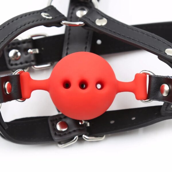 Head Harness with Nose Hook Ball Gag,Fetish SM Restraint Silicone Open Mouth Gag Adult Games Products Sex Toys Sex Shop