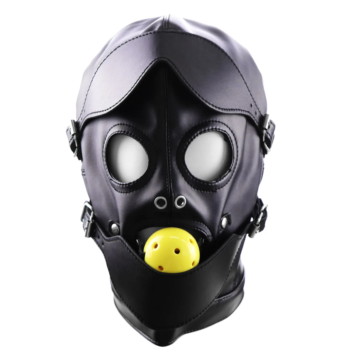 Erotic Mask Cosplay Fetish Bondage Headgear With Mouth Ball Gag BDSM Hot Erotic Leather Hood For Men Adult Games Sex SM Mask Erotic Mask Cosplay Fetish Bondage Headgear With Mouth Ball Gag BDSM Hot Erotic Leather Hood For Men Adult Games Sex SM Mask