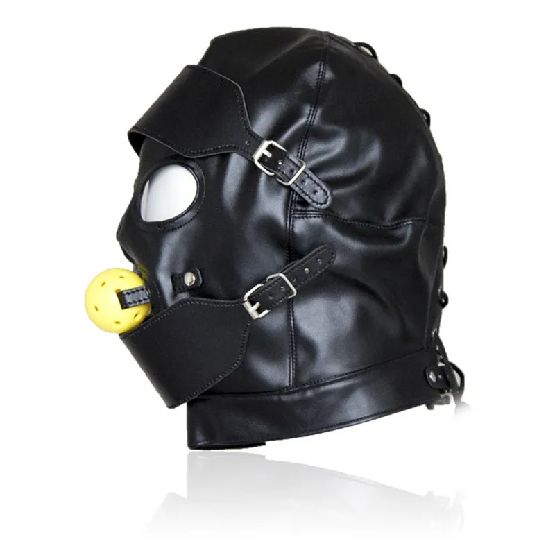 Erotic Mask Cosplay Fetish Bondage Headgear With Mouth Ball Gag BDSM Hot Erotic Leather Hood For Men Adult Games Sex SM Mask Erotic Mask Cosplay Fetish Bondage Headgear With Mouth Ball Gag BDSM Hot Erotic Leather Hood For Men Adult Games Sex SM Mask