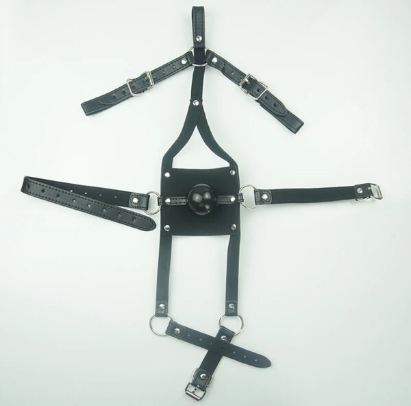 BDSM Leather Ball Gag Silicone, Slave Head Harness Muzzle Bondage Gear,Sex Toys For Couples,Adult Games