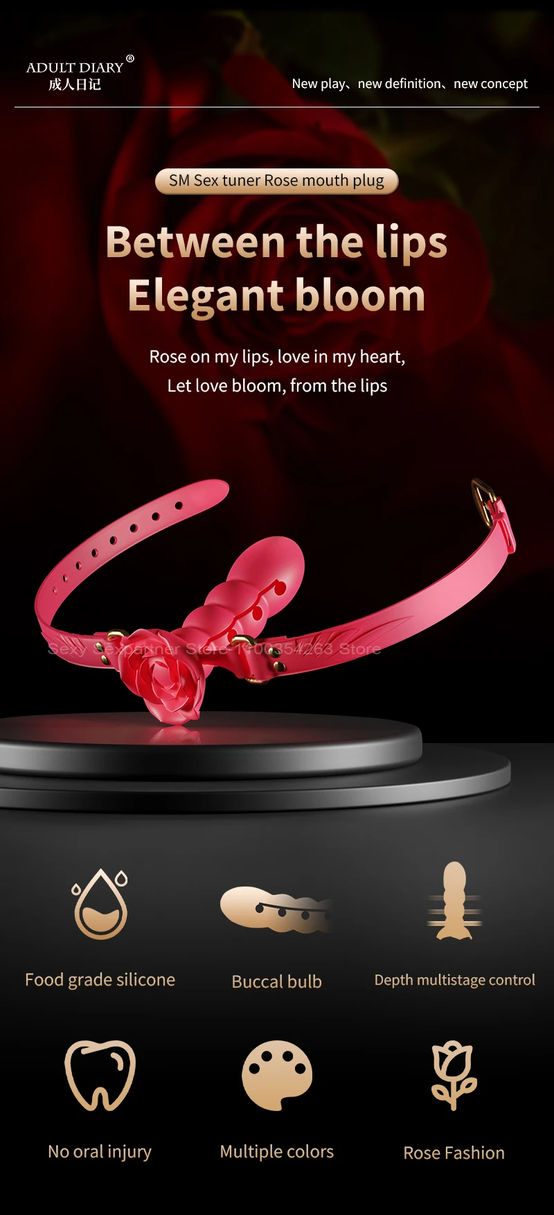 Adjusting Bondage Deep Throat Mouth Plug Leather Mouth Balls Bdsm Mouth Gag Sex Toys Flirt Sex Tools Simulation Dildo For Female