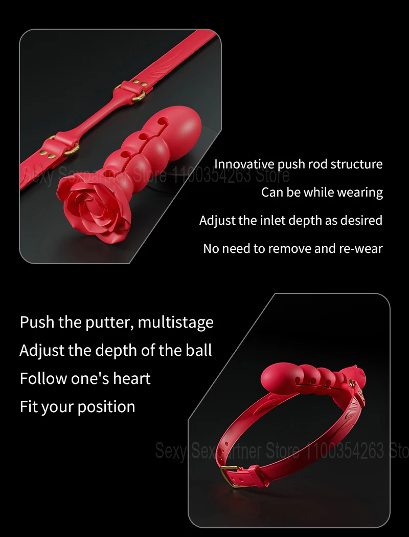 Adjusting Bondage Deep Throat Mouth Plug Leather Mouth Balls Bdsm Mouth Gag Sex Toys Flirt Sex Tools Simulation Dildo For Female