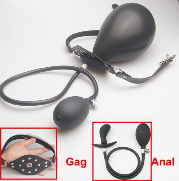 BDSM Slave Mouth Gag Ball,Huge Inflatable Butt Pug Anal Dilator Dildo Training Buttplug Silicone,Bondage,Sex Toys For Couples