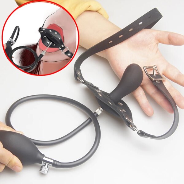 BDSM Slave Mouth Gag Ball,Huge Inflatable Butt Pug Anal Dilator Dildo Training Buttplug Silicone,Bondage,Sex Toys For Couples