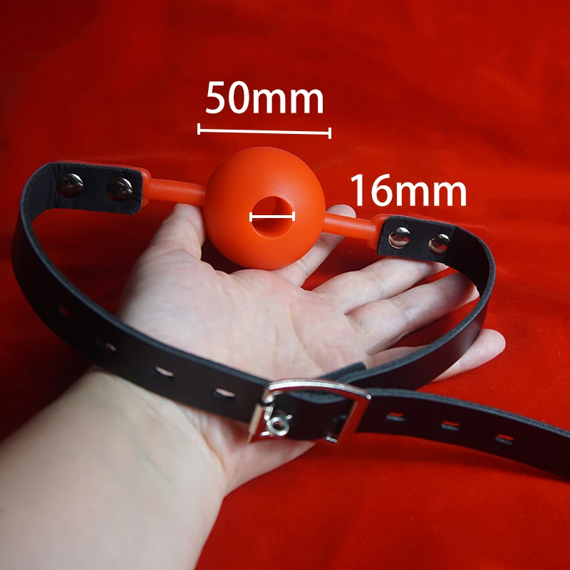 Silicone Ball Gag With Drool Hole,Slave BDSM Mouth Gags Harness,Submissive Bondage Restraints,Sex Games Toys for Couples