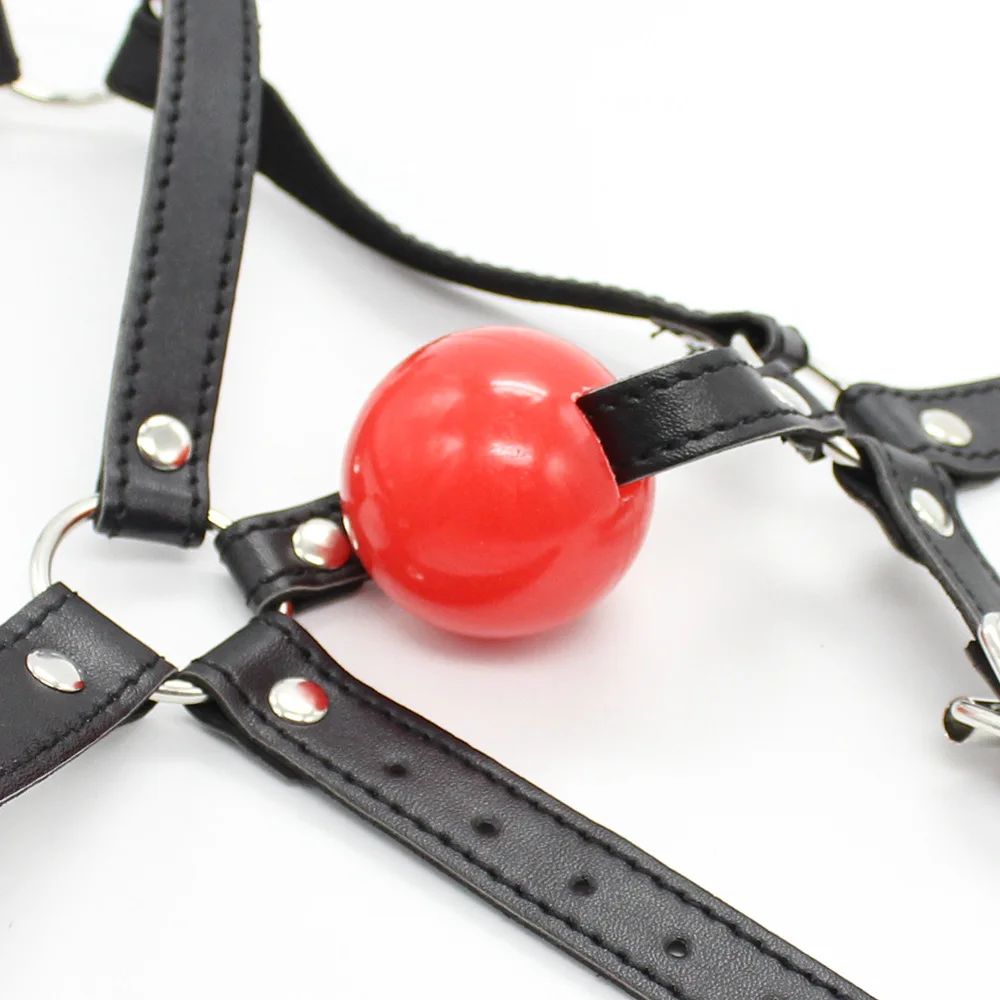 PU Leather Head Harness Bondage Open Mouth Gag Restraint Red Silicone Ball Adult Fetish SM Sex Game Toy for Women Couple Sex Toy PU Leather Head Harness Bondage Open Mouth Gag Restraint Red Silicone Ball Adult Fetish SM Sex Game Toy for Women Couple Sex Toy
