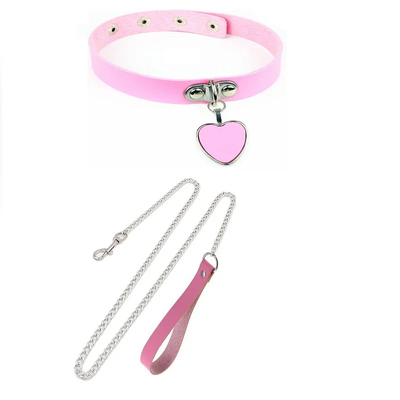 Sexy Necklace Collar Leather Bdsm Cosplay Slave Heart Collars And Leash Set For Women Bondage Gothic Choker Bell Accessories Sexy Necklace Collar Leather Bdsm Cosplay Slave Heart Collars And Leash Set For Women Bondage Gothic Choker Bell Accessories