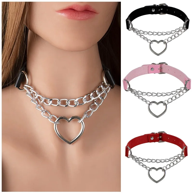 Funny Punk Gothic Leash And Collar Bdsm Leather Choker Necklace Slave Collar With A Leashes Rope Cosplay Accessories For Women Funny Punk Gothic Leash And Collar Bdsm Leather Choker Necklace Slave Collar With A Leashes Rope Cosplay Accessories For Women