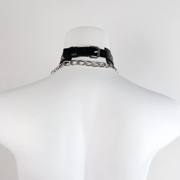 Sexy Necklace Collar Leather Bdsm Cosplay Slave Heart Collars And Leash Set For Women Bondage Gothic Choker Bell Accessories