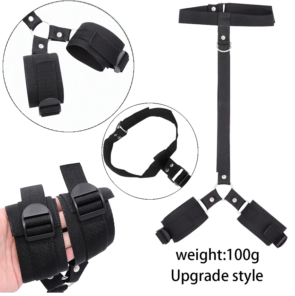 Neck to Wrist Restraints kit  Sexy women BDSM Fetish Behind Back Handcuffs Collar Adjustable Bondage Set Couple SM Sex Game Tool