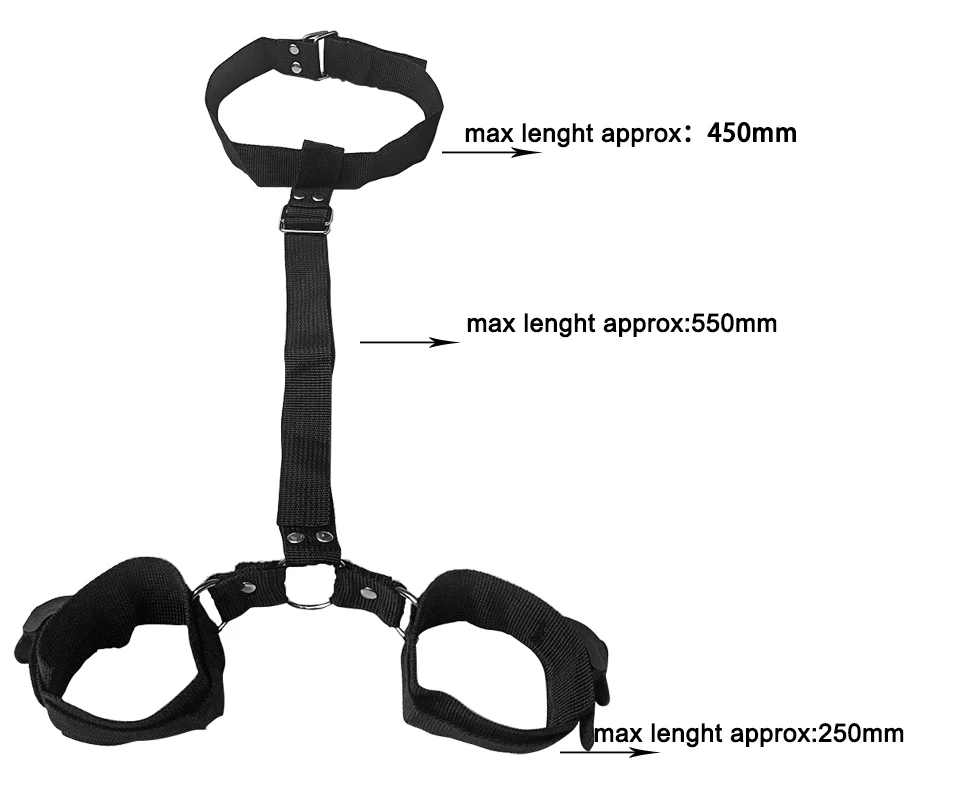 Neck to Wrist Restraints kit  Sexy women BDSM Fetish Behind Back Handcuffs Collar Adjustable Bondage Set Couple SM Sex Game Tool