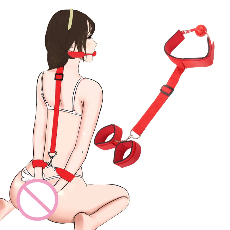 Adult Games Erotic Sex Toys For Woman Couples Slave Neck Handcuffs Nylon BDSM Bondage Restraints Collar Fetish Sex Products Gags