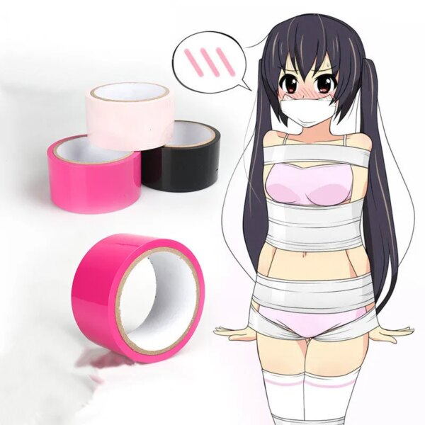 Sticky SM Bondage PVC Static Tape Fetish Restraints Belt BDSM Slave Game Binding  Harness Erotic Adult Sex toys for Couple