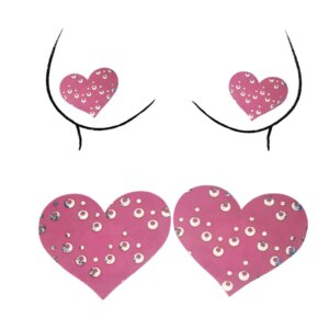 Pink Heart Shape Sexy Women Milk Paste Sequin decorate Paste Breast Adhesive erotic lingerie Sticker Sex Bra Nipple Cover