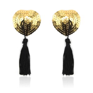 Sexy Sequin Heart Shape Nipple Covers with Tassels Nipple Stickers Pasties Chest Stickers Sex Accessories 1 Pair Wholesale