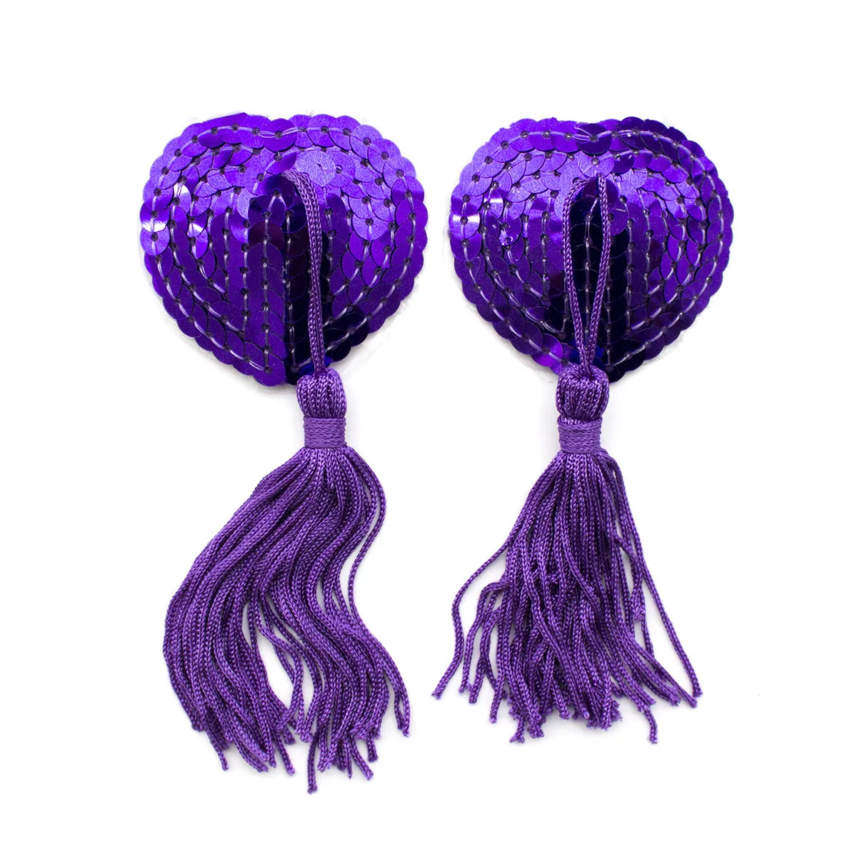 Sexy Sequin Heart Shape Nipple Covers with Tassels Nipple Stickers Pasties Chest Stickers Sex Accessories 1 Pair Wholesale