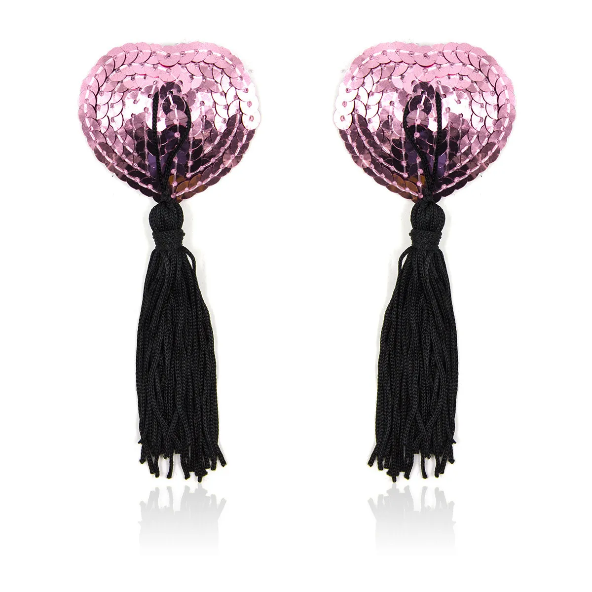 Sexy Sequin Heart Shape Nipple Covers with Tassels Nipple Stickers Pasties Chest Stickers Sex Accessories 1 Pair Wholesale