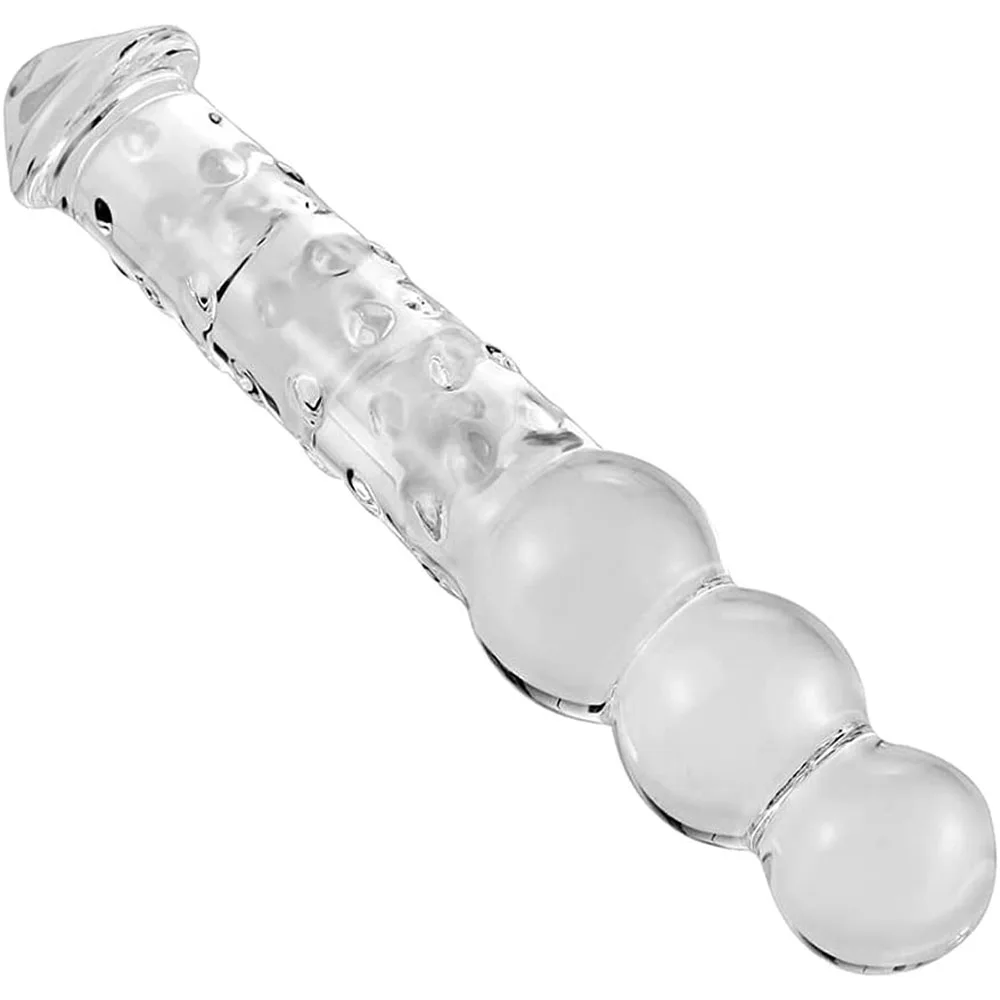 Sex Adult Toys Large Transparent Crystal Immitate Glass Penis Dilddo with 3 Big Beads, Female Masturbation G-spot Anal Plug Sex Adult Toys Large Transparent Crystal Immitate Glass Penis Dilddo with 3 Big Beads, Female Masturbation G-spot Anal Plug
