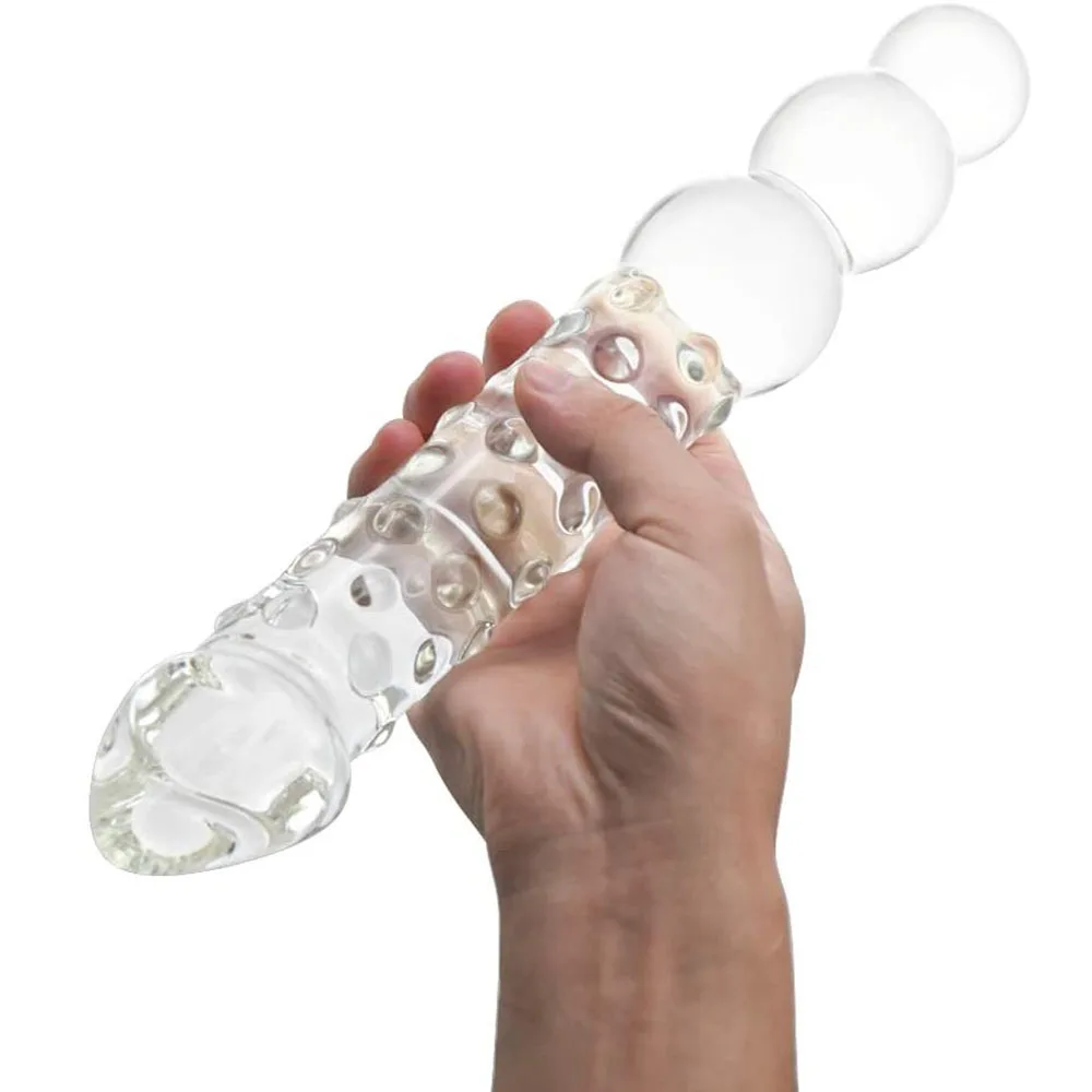 Sex Adult Toys Large Transparent Crystal Immitate Glass Penis Dilddo with 3 Big Beads, Female Masturbation G-spot Anal Plug Sex Adult Toys Large Transparent Crystal Immitate Glass Penis Dilddo with 3 Big Beads, Female Masturbation G-spot Anal Plug
