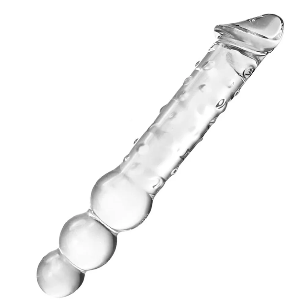Sex Adult Toys Large Transparent Crystal Immitate Glass Penis Dilddo with 3 Big Beads, Female Masturbation G-spot Anal Plug Sex Adult Toys Large Transparent Crystal Immitate Glass Penis Dilddo with 3 Big Beads, Female Masturbation G-spot Anal Plug