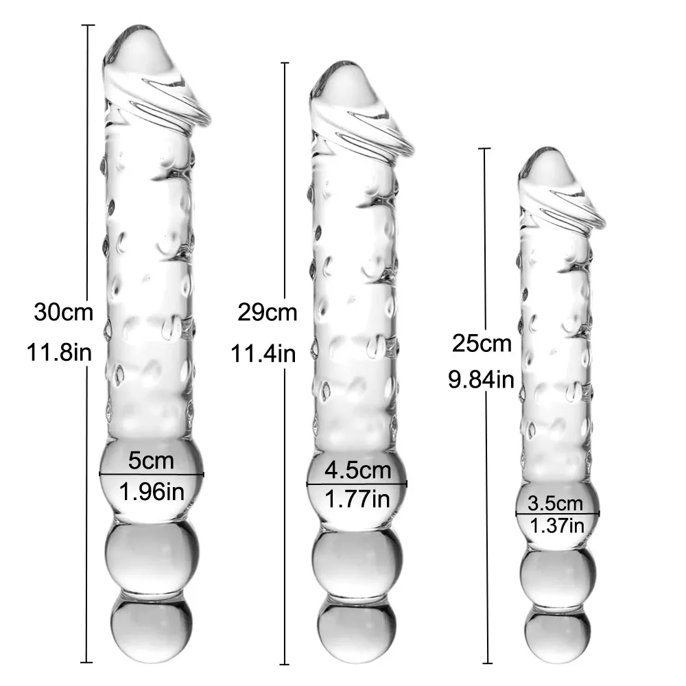 Sex Adult Toys Large Transparent Crystal Immitate Glass Penis Dilddo with 3 Big Beads, Female Masturbation G-spot Anal Plug Sex Adult Toys Large Transparent Crystal Immitate Glass Penis Dilddo with 3 Big Beads, Female Masturbation G-spot Anal Plug