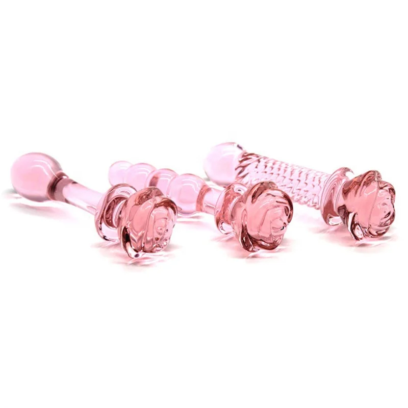 Ladies Rose Glass Wand Dildo Crystal Penis for Female Vagina Anal Butt Massage Realistic Dildo Erotic Goods Ladies Rose Glass Wand Dildo Crystal Penis for Female Vagina Anal Butt Massage Realistic Dildo Erotic Goods