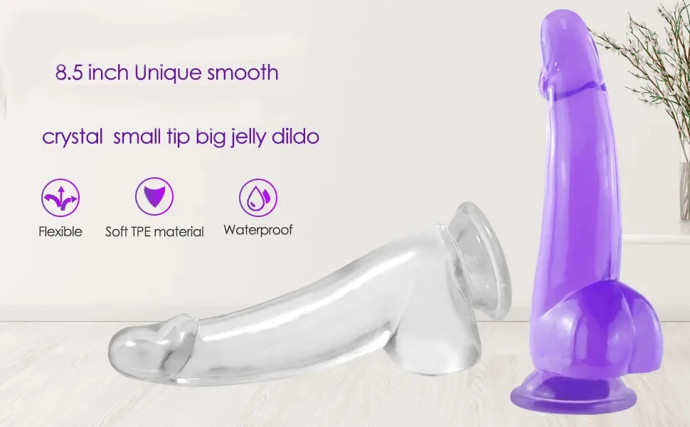 Purple Realistic Dildo Pink Crystal Penis Artificial Soft Smooth Dildo Anal Strap-on Stick with Balls Sex Toy for Women Adult18+ Purple Realistic Dildo Pink Crystal Penis Artificial Soft Smooth Dildo Anal Strap-on Stick with Balls Sex Toy for Women Adult18+