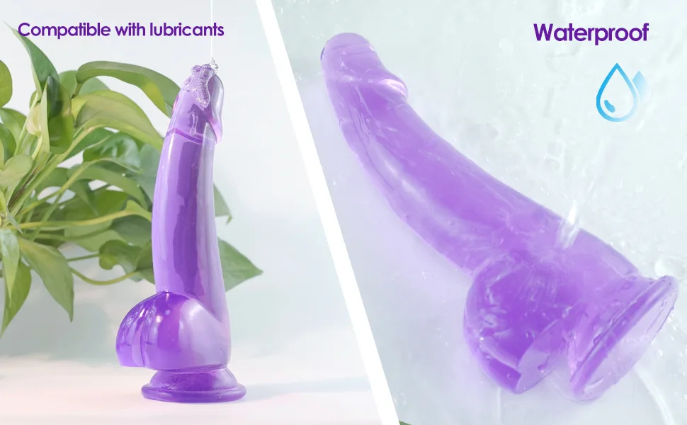 Purple Realistic Dildo Pink Crystal Penis Artificial Soft Smooth Dildo Anal Strap-on Stick with Balls Sex Toy for Women Adult18+ Purple Realistic Dildo Pink Crystal Penis Artificial Soft Smooth Dildo Anal Strap-on Stick with Balls Sex Toy for Women Adult18+