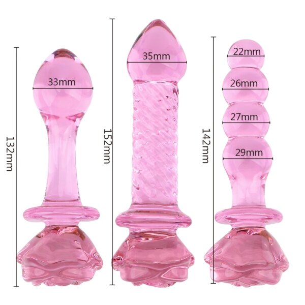 Crystal Glass Dildos Masturbator Realistic Dildo Penis Glass Beads Anal Butt Plug Sex toys for Woman Couples Vaginal