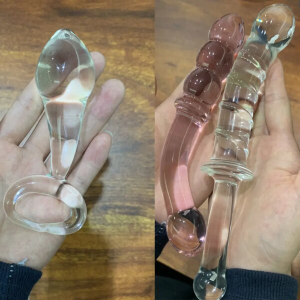 Glass Dildo Crystal Realistic Dilator Long Viginal Anus Plug G-Spot Massager SM Adult Sex Toy for Women Men Masturbator
