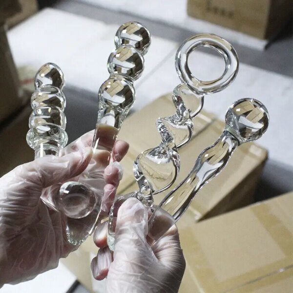 Glass Dildo Crystal Realistic Dilator Long Viginal Anus Plug G-Spot Massager SM Adult Sex Toy for Women Men Masturbator