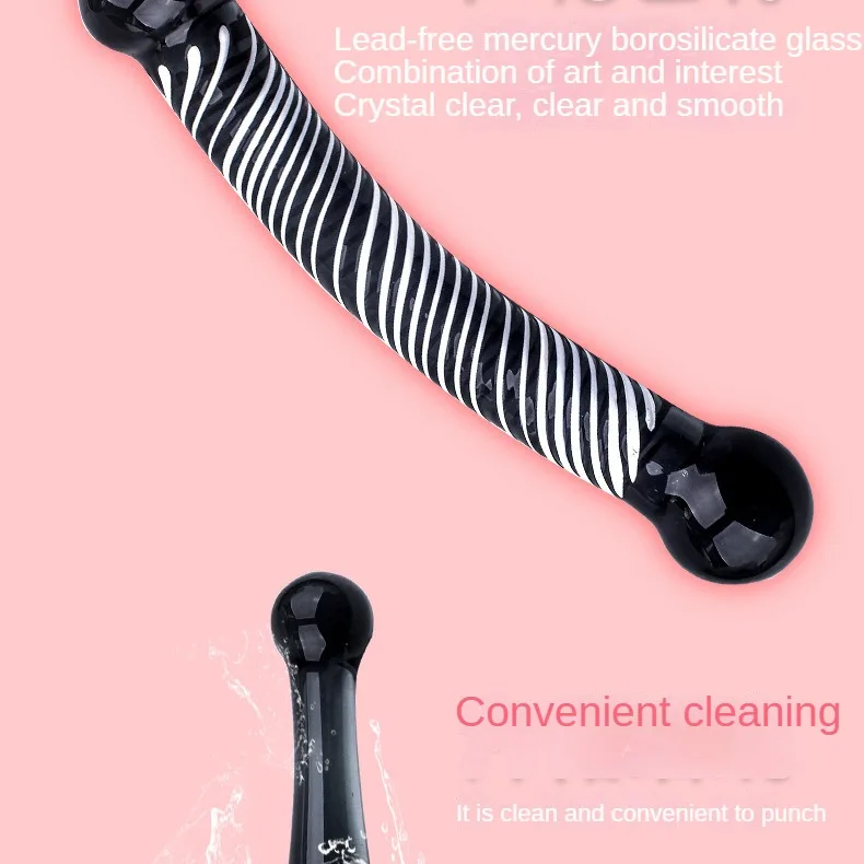 Black Crystal Glass Toys Dildo Anal Plug Gay Sex Toys Double Anal Beads For Men/Women Vaginal Anal Dilation Butt Plug