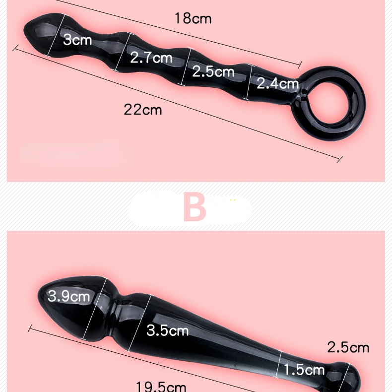 Black Crystal Glass Toys Dildo Anal Plug Gay Sex Toys Double Anal Beads For Men/Women Vaginal Anal Dilation Butt Plug