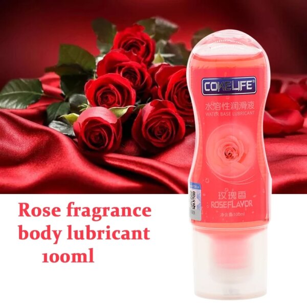 100ML Rose Fragrance Edible Flavor Water Based Lubricant Sex Anal Oral Gel Sex Lube For Couple Adult Strawberry Lubricants