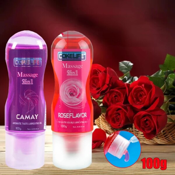 100ML Rose Fragrance Edible Flavor Water Based Lubricant Sex Anal Oral Gel Sex Lube For Couple Adult Strawberry Lubricants