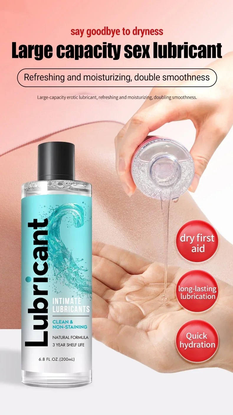 200ml Sexual Love Lubricant Anal Massage Masturbation Transparent Water Based Personal Lubricants for Men Women Couples Sex Lube